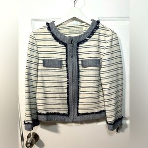 Zara striped tweed crop jacket